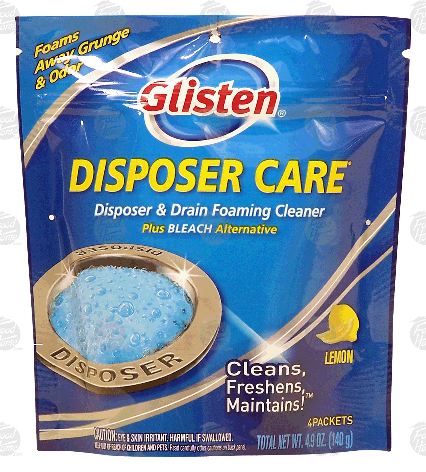 Glisten Disposer Care garbage disposer cleaner plus bleach alternative, lemon scent, 4 packets Full-Size Picture